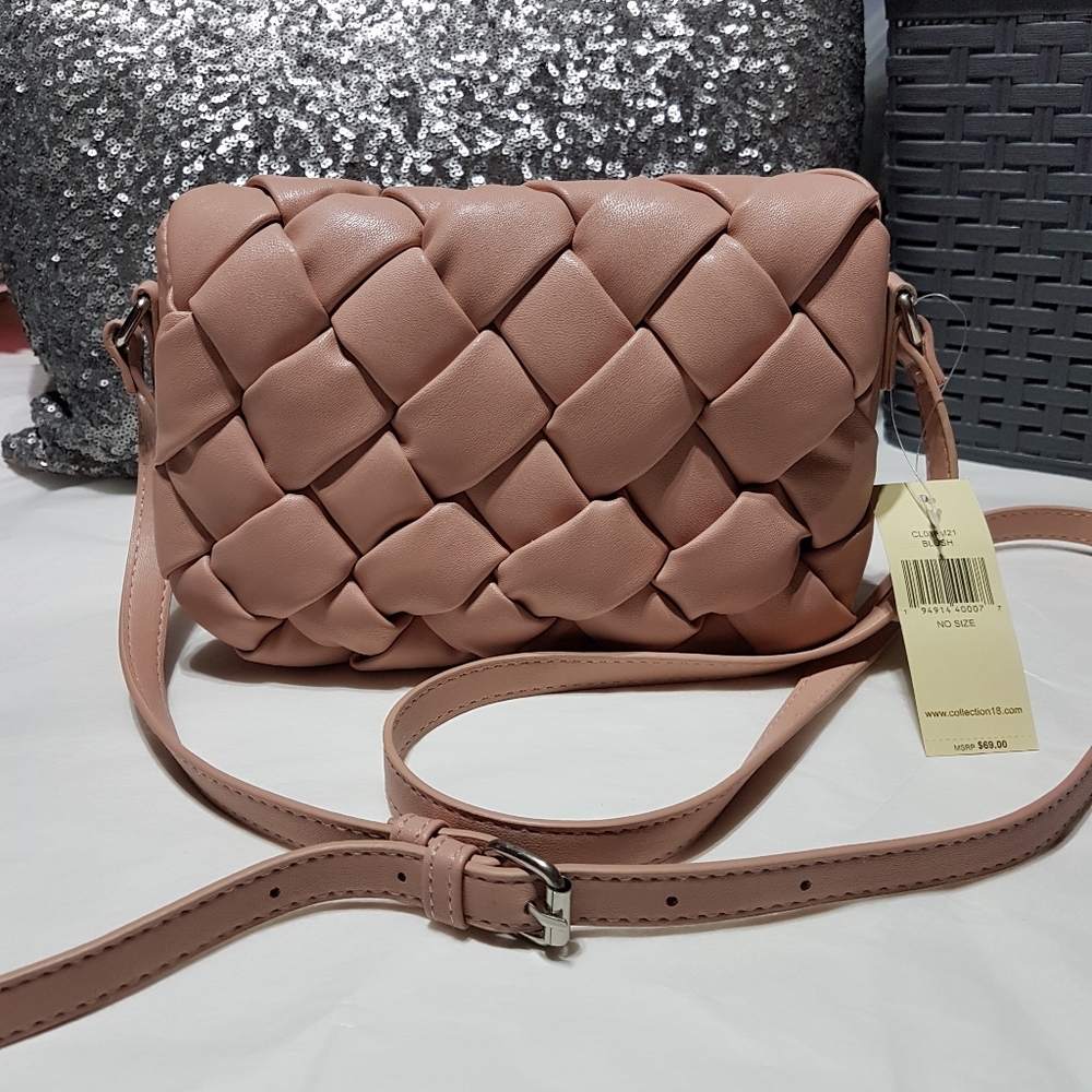 Pink Padded Basket Weave Purse